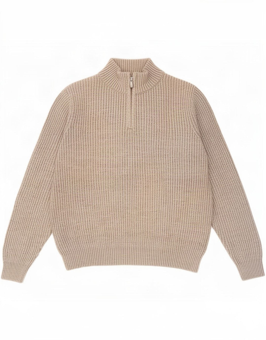 Maglione da uomo Marks & Spencer con collo con zip blu Harbour Beige medio