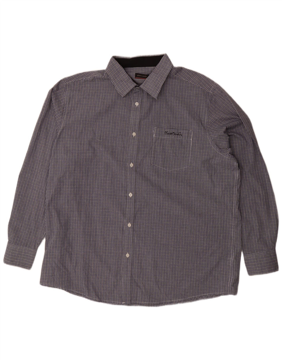 PIERRE CARDIN Camicia da uomo 4XL Poliestere a quadretti blu navy