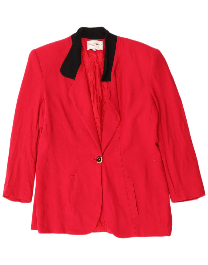 Giacca blazer a 1 bottone da donna Alvin Bell UK 16 Large Red Colourblock in lana