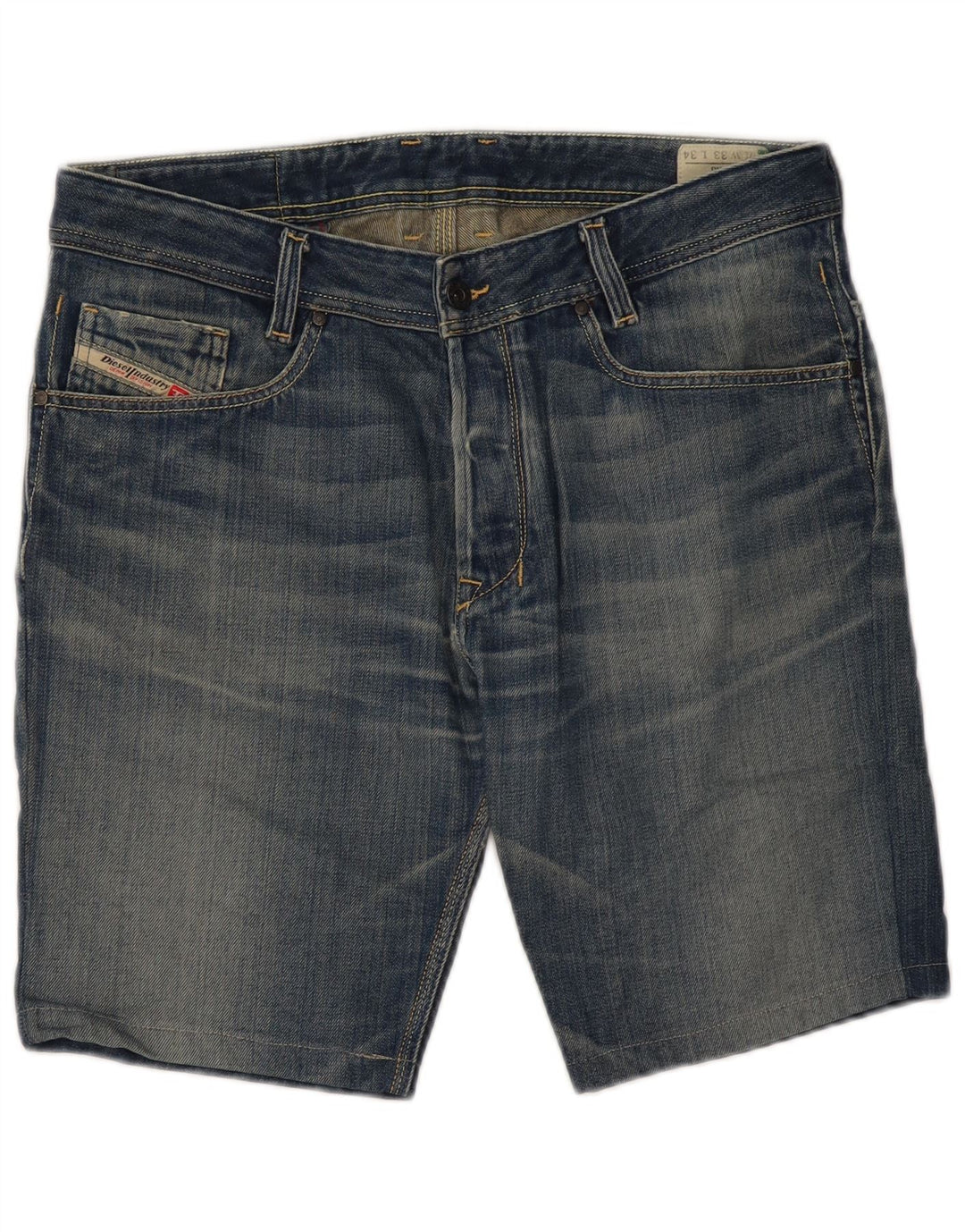 Pantaloncini di jeans Diesel Onijo da uomo W33 in cotone blu medio