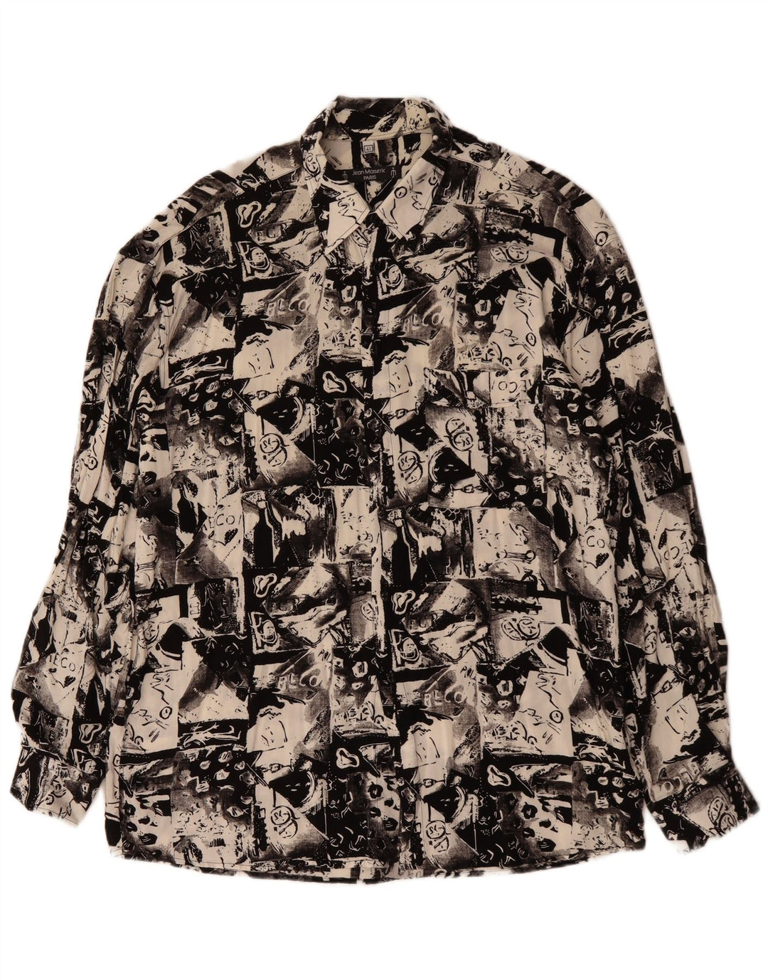 Camicia da uomo con motivo astratto VINTAGE taglia 41 grande nera