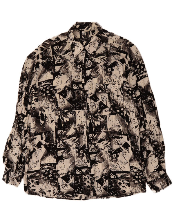 VINTAGE Mens Abstract Pattern Shirt Size 41 Large Black
