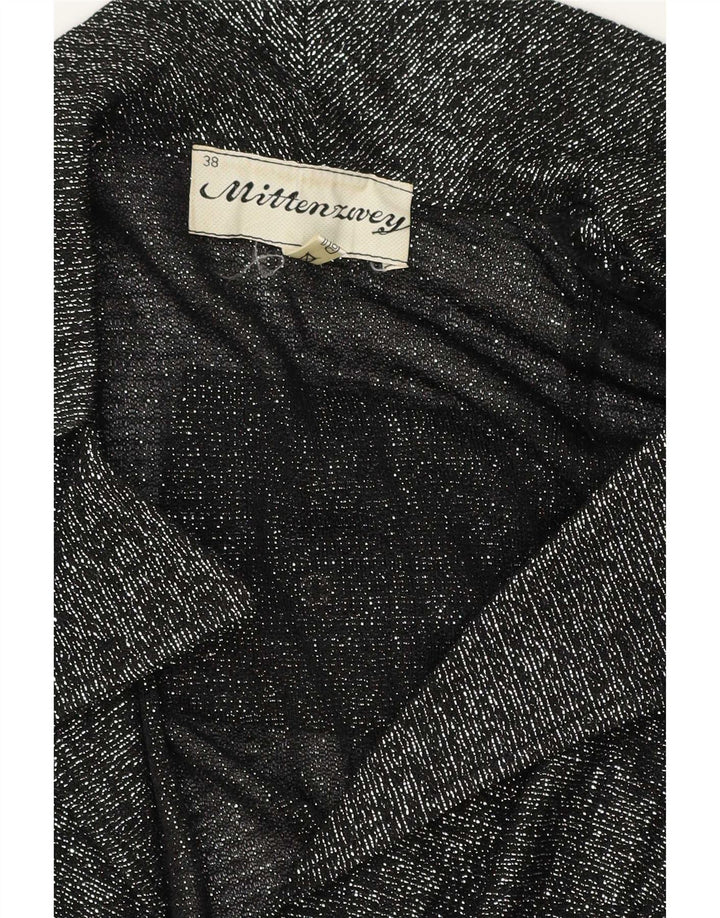 Camicetta a camicia vintage da donna avvolgente EU 38 media nera screziata
