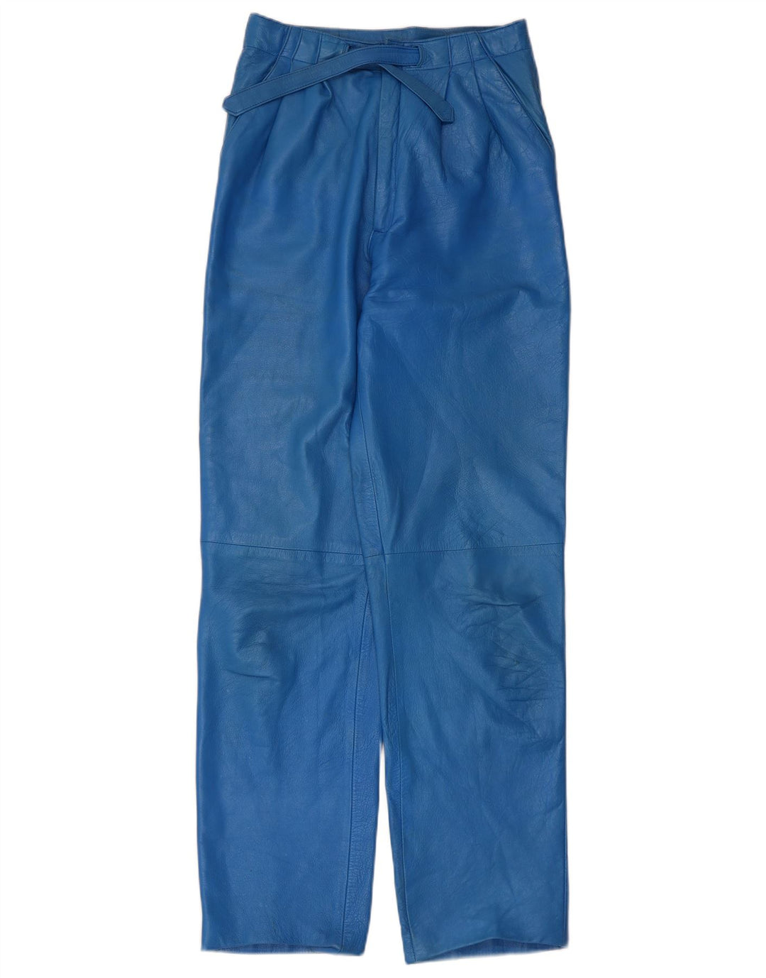 Pantaloni vintage da donna in pelle con ancoraggi IT 44 medi W26 L30 blu