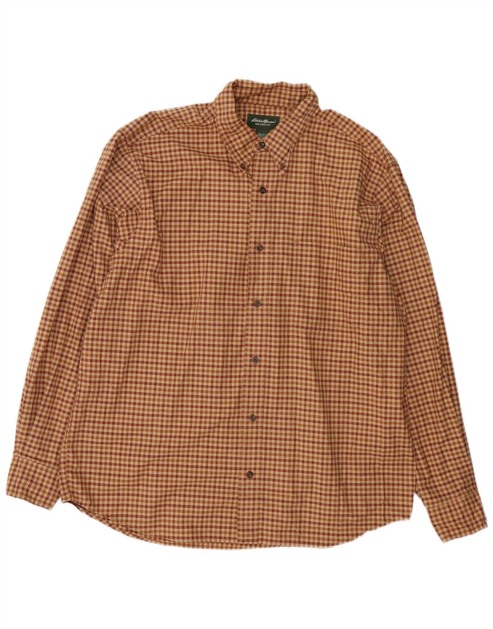 EDDIE BAUER Camicia da uomo in flanella dalla vestibilità comoda, grande cotone a quadretti marrone