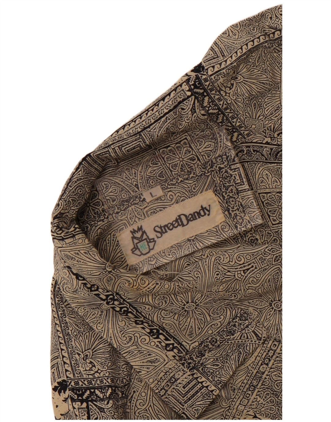 Camicia vintage da uomo a maniche corte grande motivo cachemire grigio