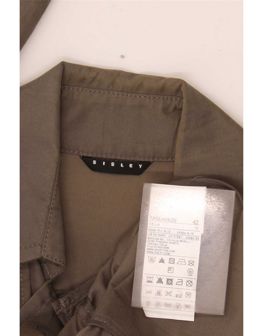 Trench Donna Sisley IT 42 Medio Cotone Kaki