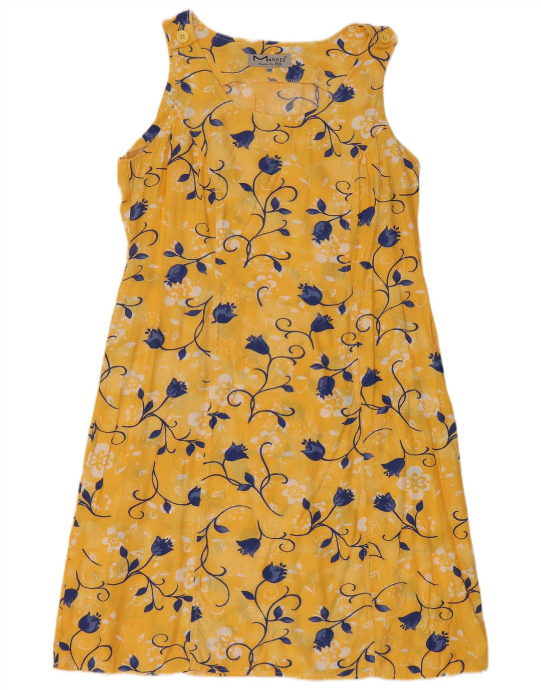 Abito basic vintage da donna senza maniche EU 40 giallo medio floreale