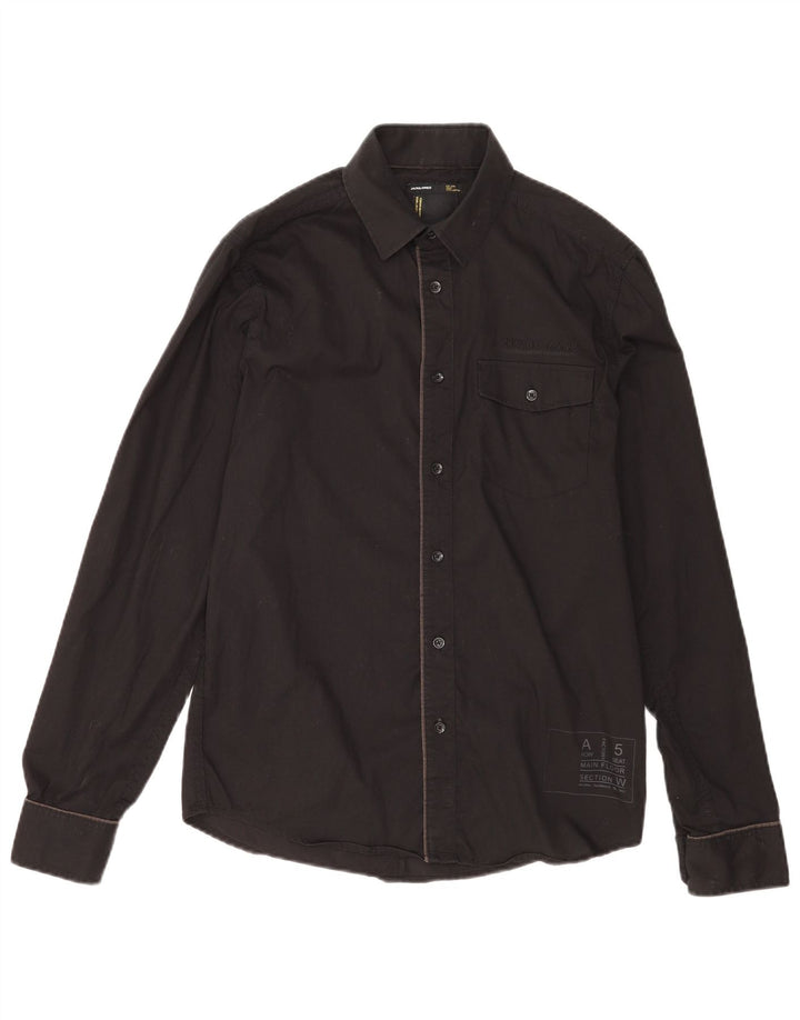 Camicia da uomo Jack & Jones in cotone nero medio