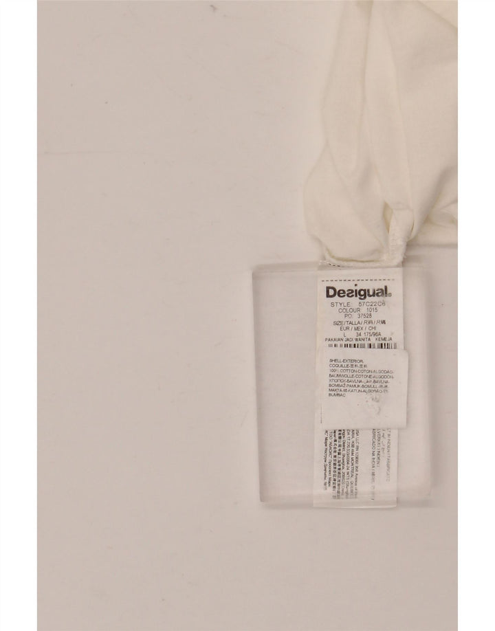 DESIGUAL Camicia grafica da donna UK 16 Grande cotone floreale bianco