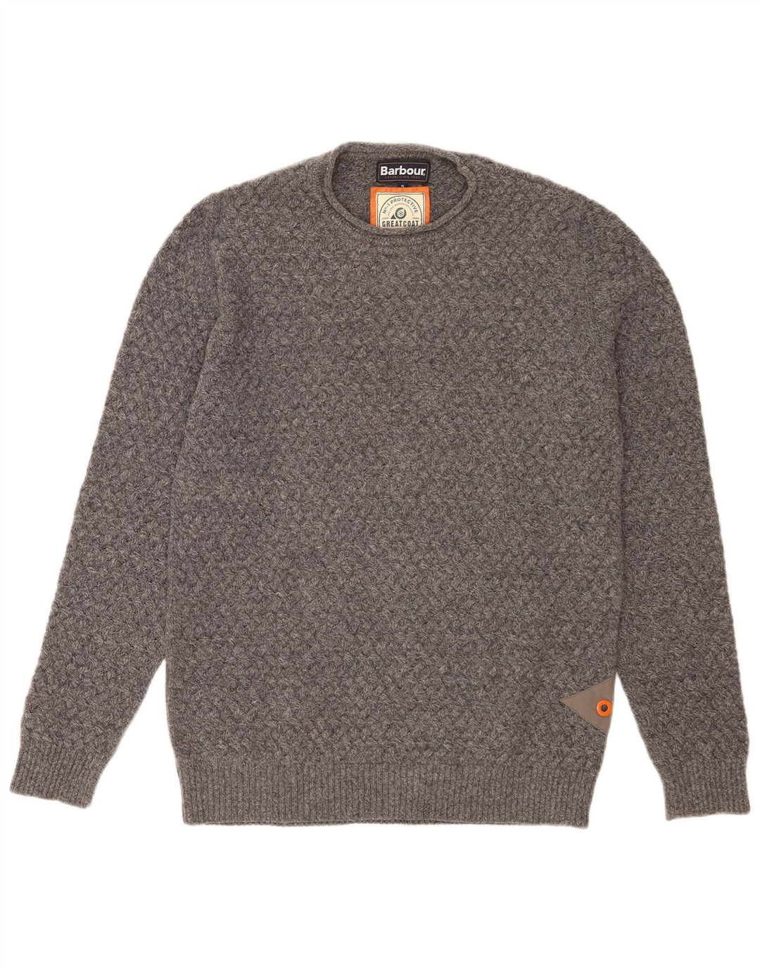 Barbour Uomo Girocollo Maglione Maglione Piccolo Grigio Lana