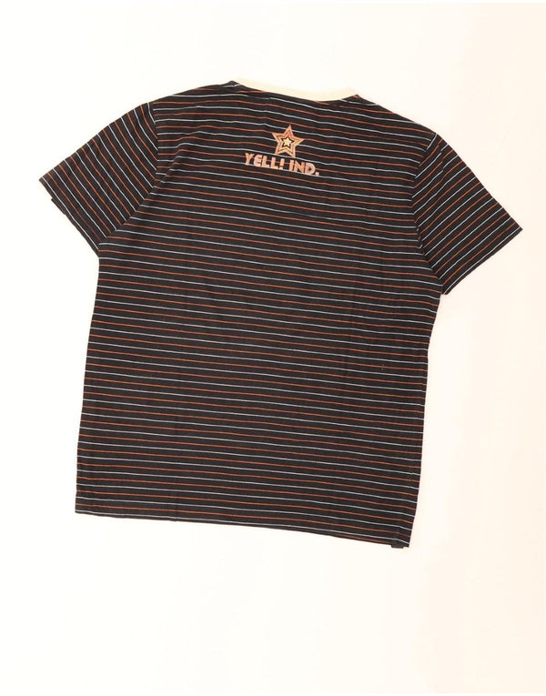 Urlo! T-shirt grafica da donna Top UK 16 Large in cotone a righe blu navy