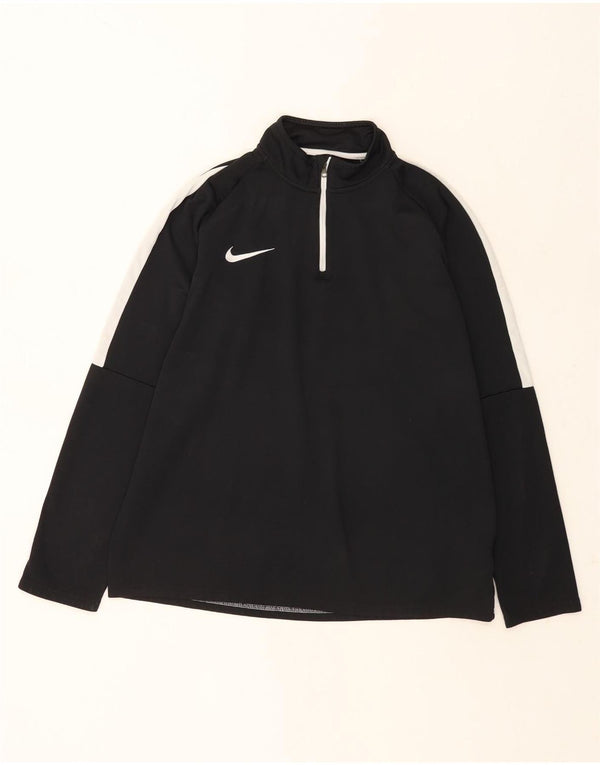 Nike - Maglia da tuta pullover con zip e collo da uomo, grande, in poliestere color block nero