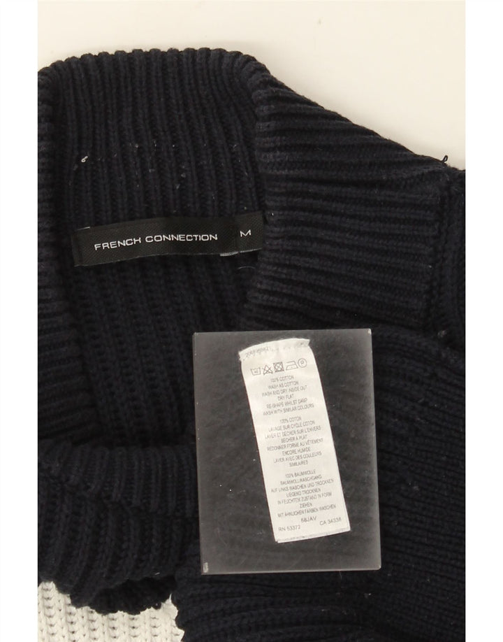 Maglione maglione da uomo con collo alto French Connection a righe blu navy medio