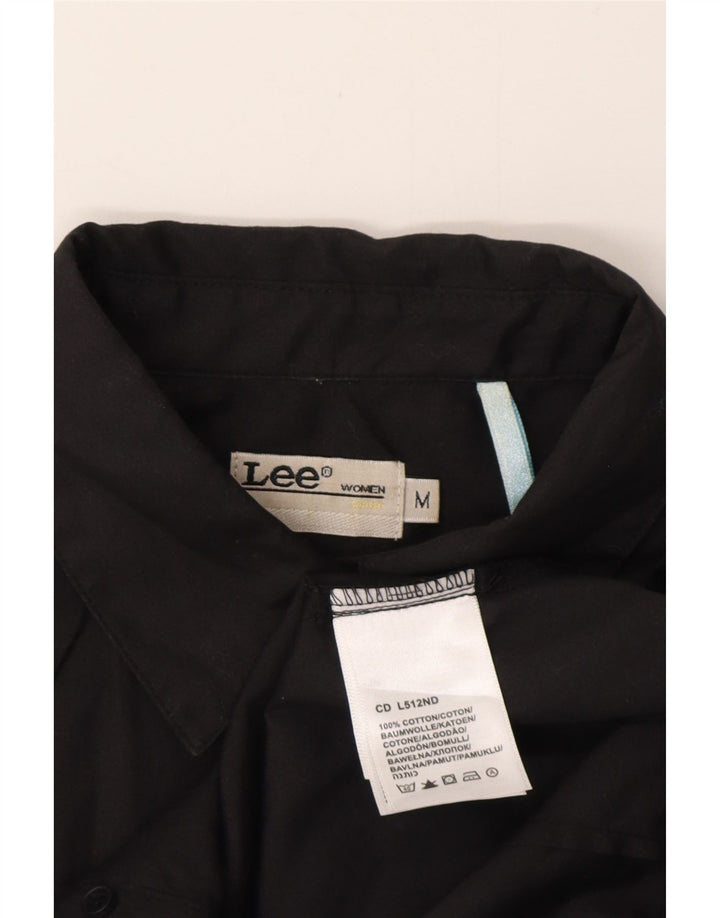 Camicia a maniche corte da donna Lee UK 14 cotone nero medio