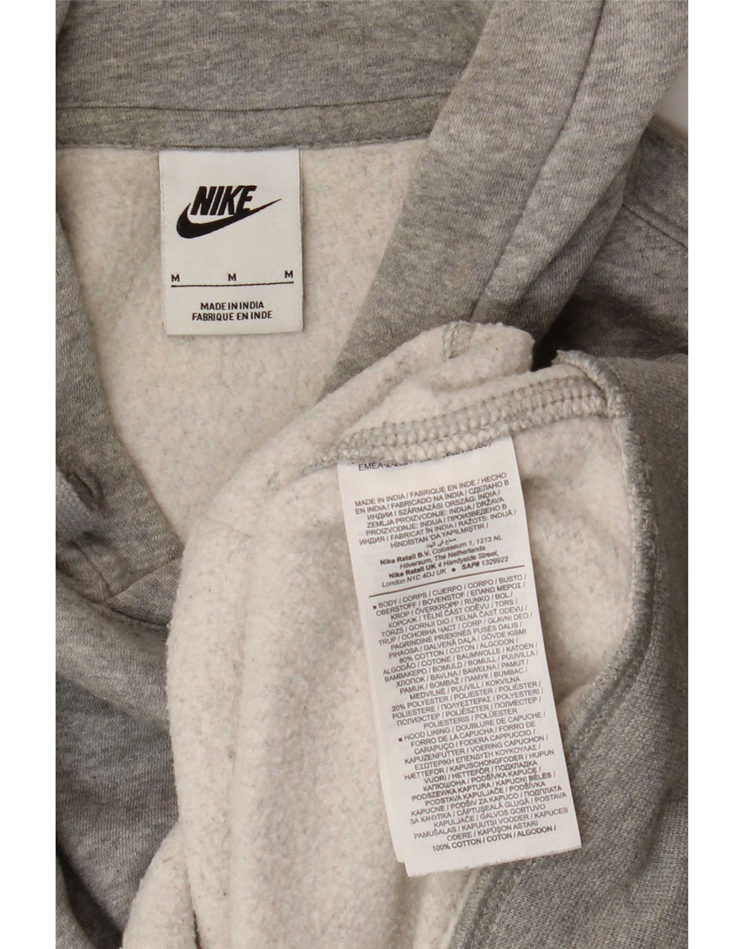 Felpa con cappuccio da uomo Nike in cotone mélange grigio medio