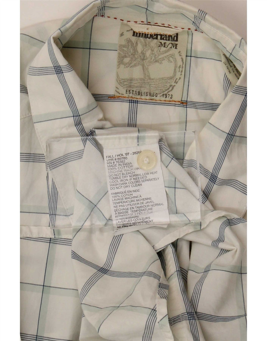 Camicia da uomo Timberland in cotone a quadri bianchi medi