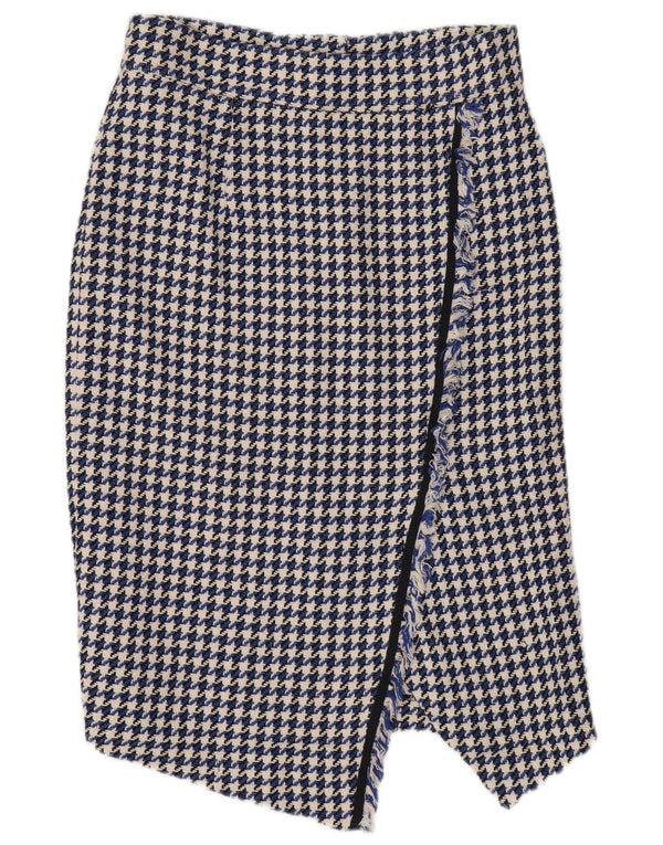 Gonna asimmetrica da donna Marks & Spencer UK 14 Large W28 blu pied de poule