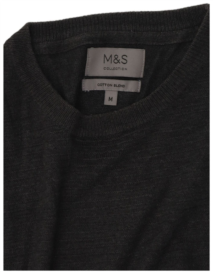 Maglione maglione girocollo da uomo Marks & Spencer in cotone grigio medio