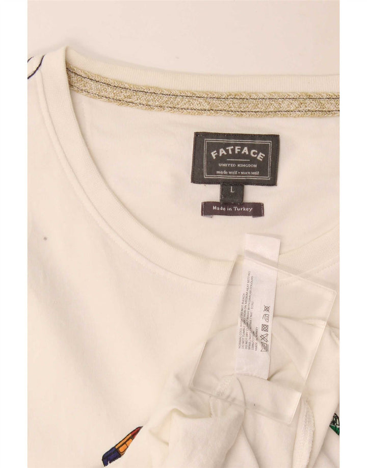 T-shirt grafica da uomo Fat Face Top grande in cotone bianco