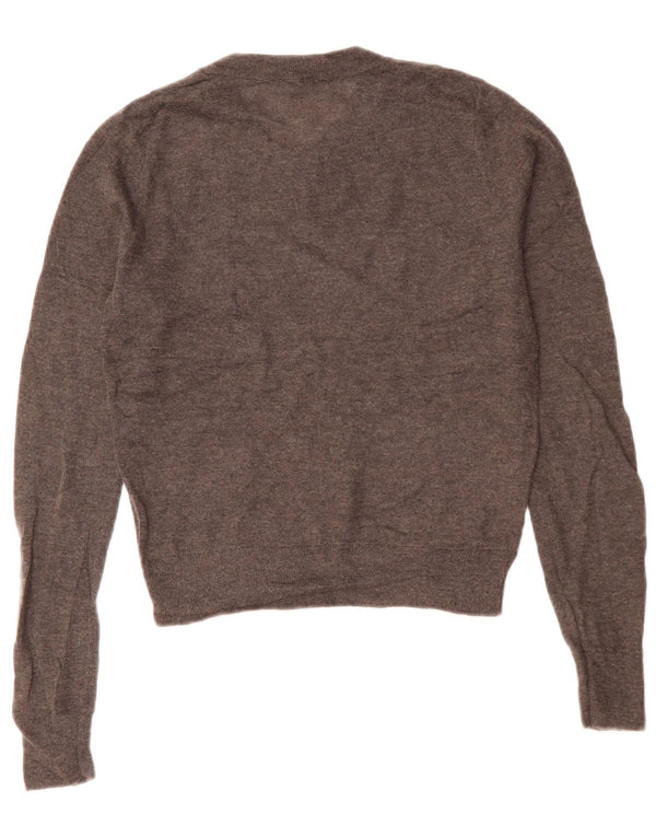 ZARA Womens Crop V-Neck Jumper Sweater UK 10 Small Grey