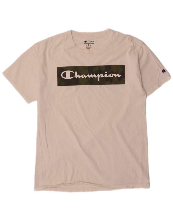 T-shirt grafica da uomo Champion Top in cotone bianco medio