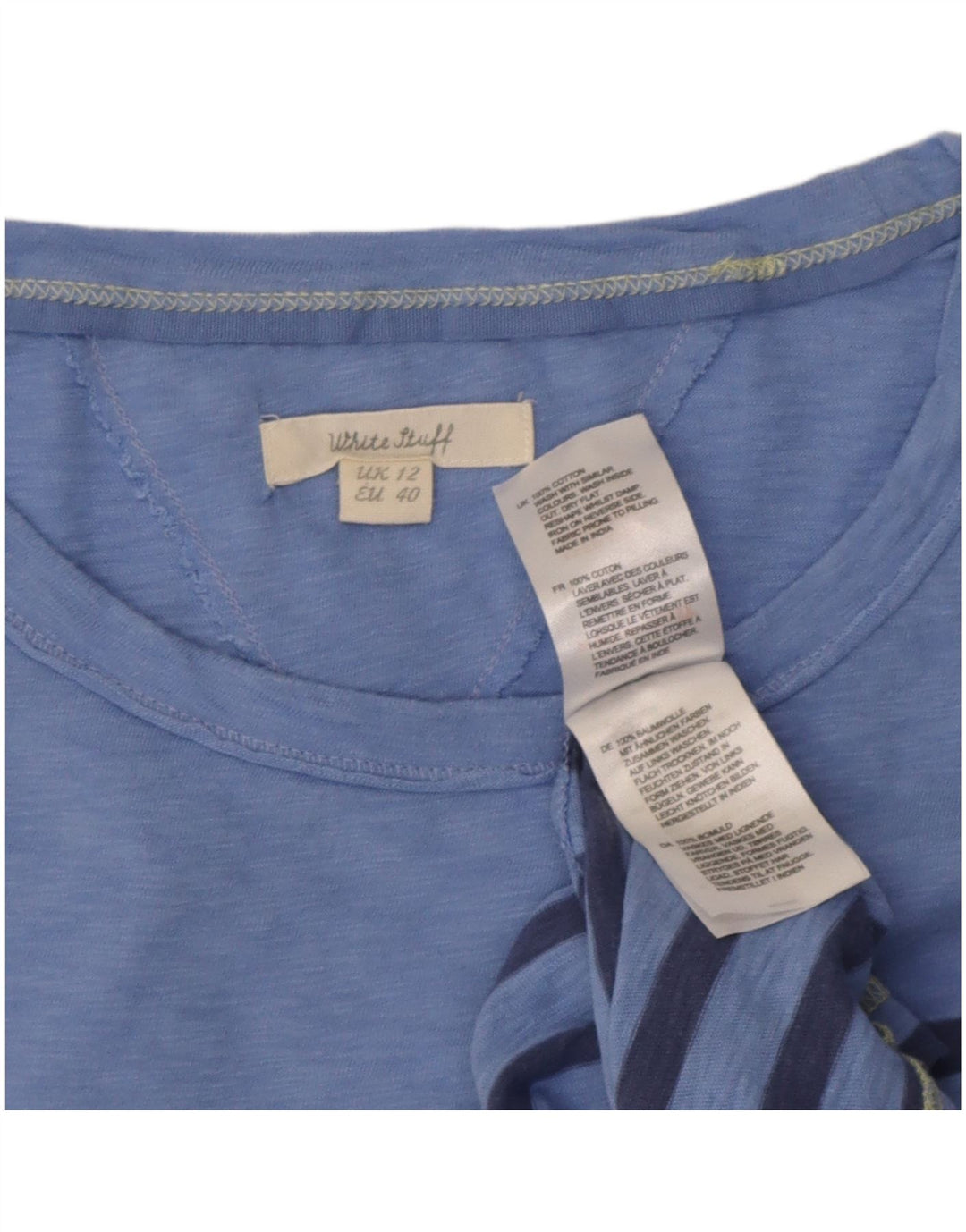 T-shirt da donna White Stuff Top UK 12 Cotone a righe blu medio