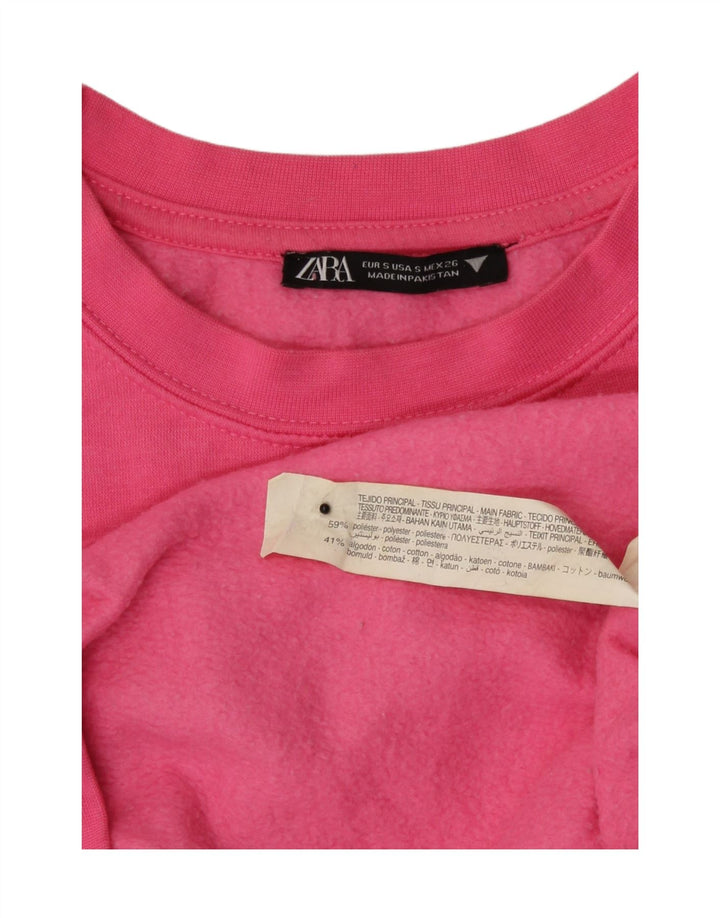 Felpa oversize da donna Zara UK 10 piccola rosa poliestere
