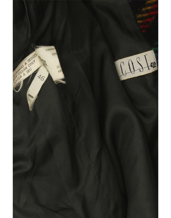 Giacca blazer vintage da donna a 1 bottone IT 46 grande quadretto multicolore