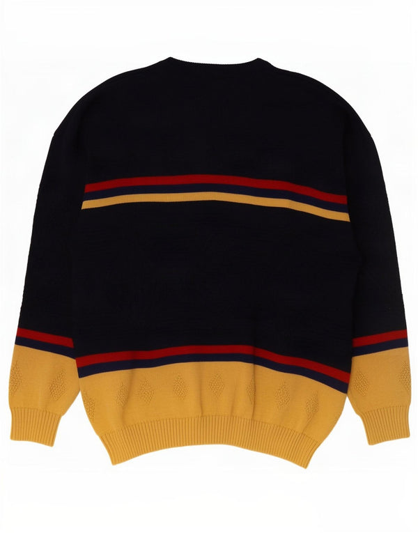 Maglione maglione girocollo con grafica vintage da uomo XL color block blu navy