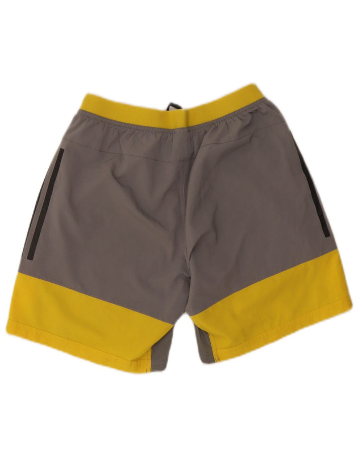 Pantaloncini sportivi Adidas da uomo piccoli in poliestere color block grigio