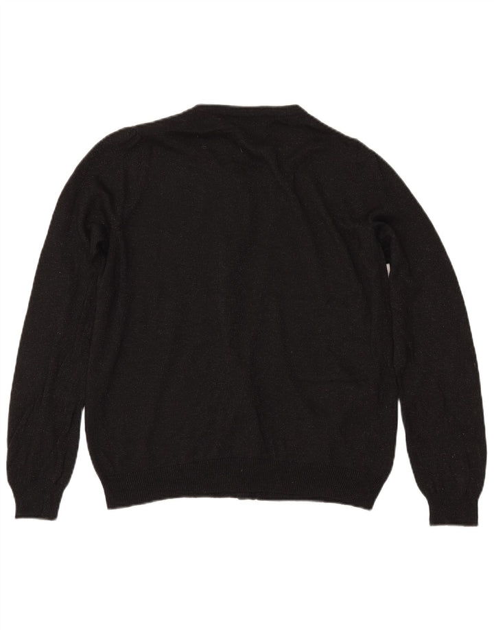MARKS & SPENCER Maglione cardigan da donna UK 14 medio nero screziato