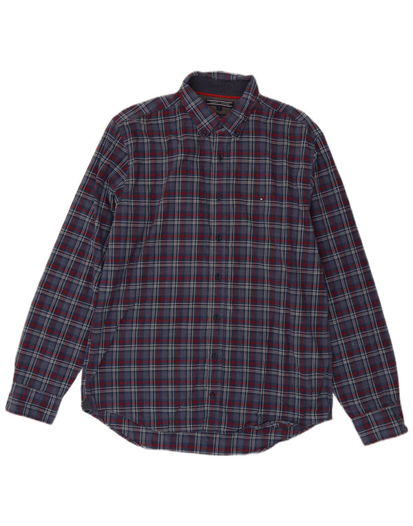 Camicia da uomo Tommy Hilfiger New York Fit grande cotone a quadri blu