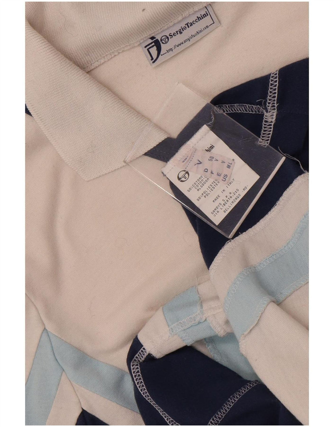 Polo da donna Sergio Tacchini UK 12 cotone color block bianco medio