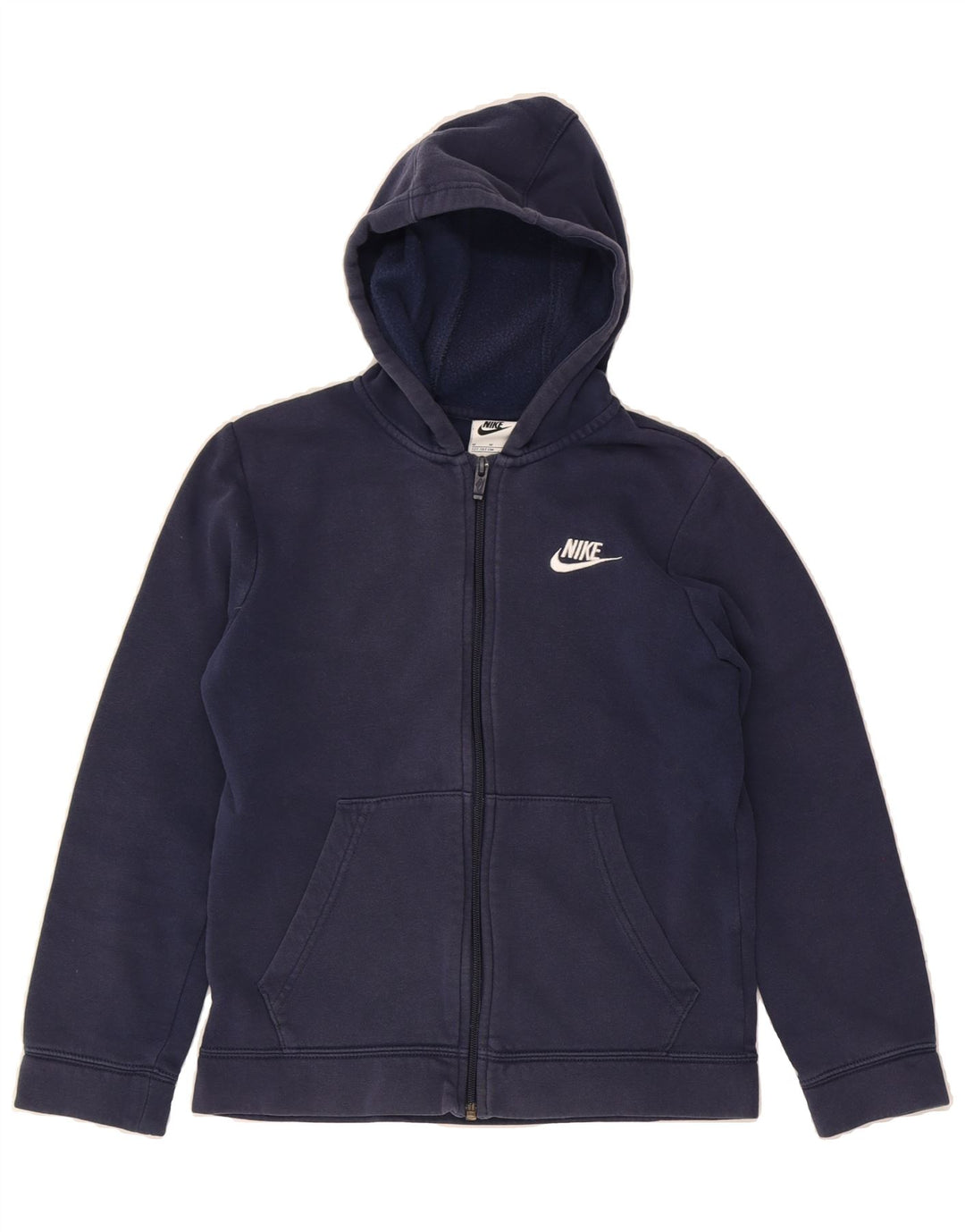 NIKE Boys Zip Hoodie Sweater 10-11 Years Medium Navy Blue Vintage Nike and Second-Hand Nike from Messina Hembry 