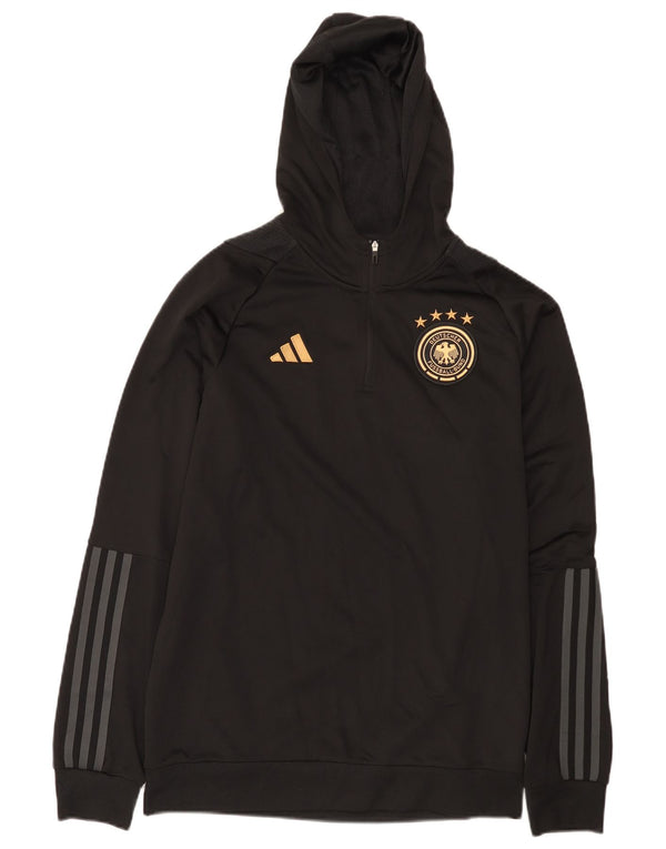 Adidas Uomo Deutscher Fussball Bund Zip Neck Felpa con cappuccio Maglione Medio Nero