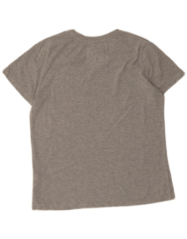 T-shirt grafica da donna Superdry Top UK 14 grande cotone grigio