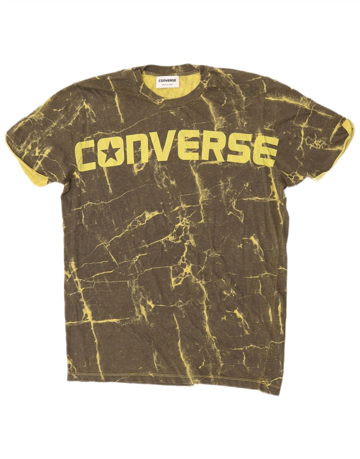 Converse T-shirt grafica da uomo con motivo astratto, taglia grande, in cotone kaki