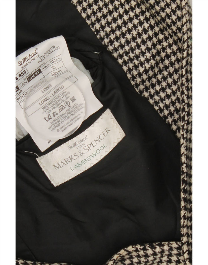 Giacca blazer lunga da uomo Marks & Spencer UK 40 media pied de poule nera