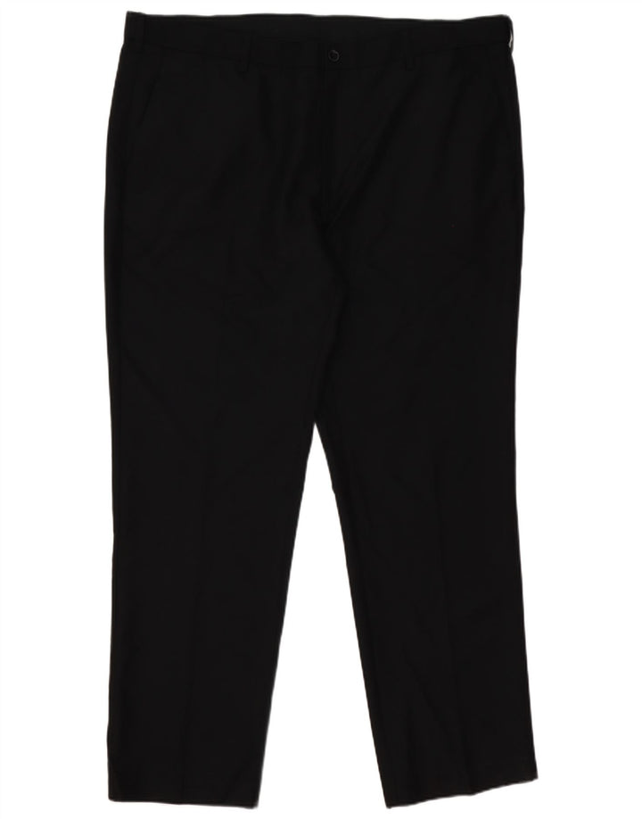 Pantaloni casual vestibilità regolare da uomo Marks & Spencer W42 L31 poliestere nero