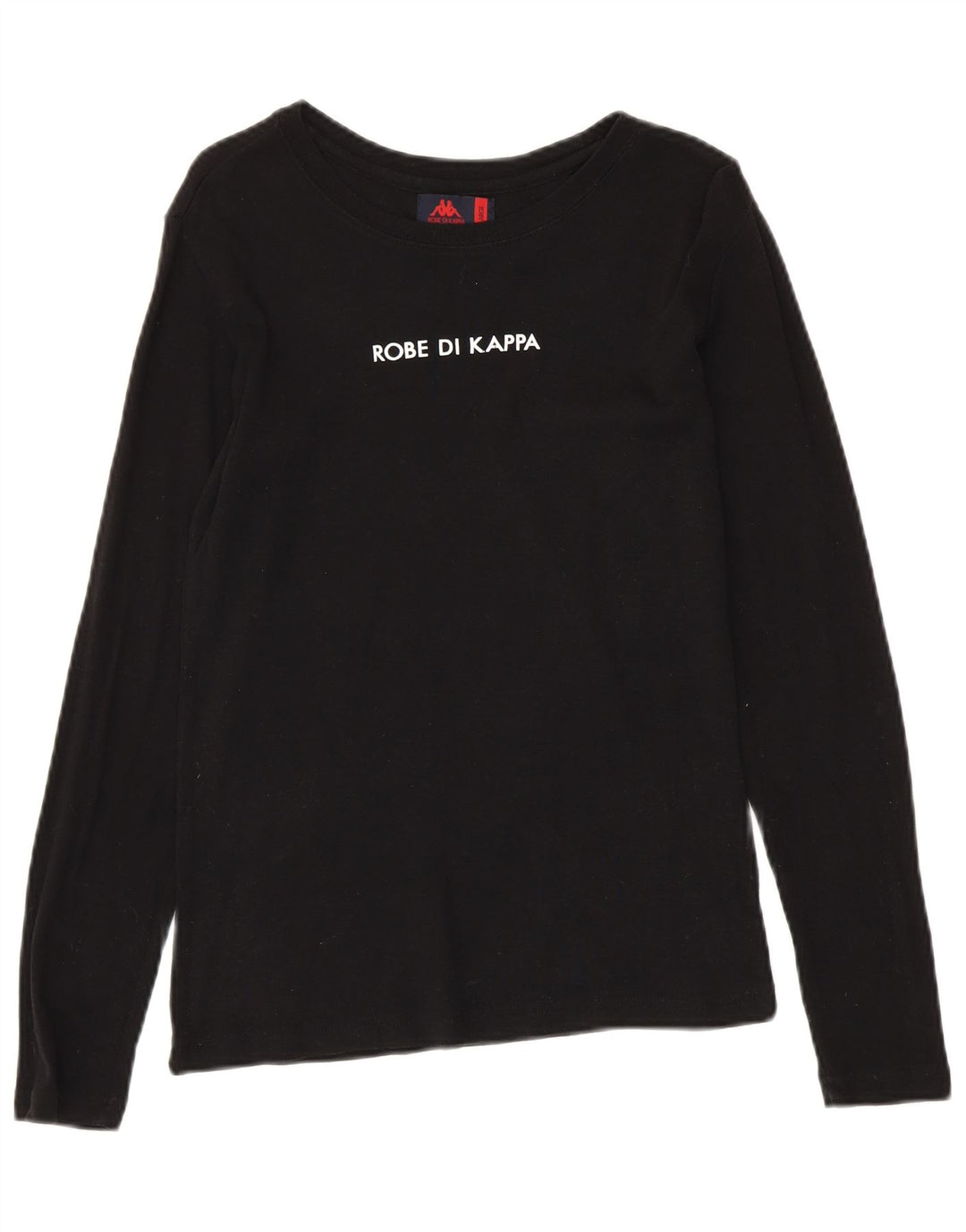 Top grafico da donna Kappa manica lunga UK 14 grande cotone nero
