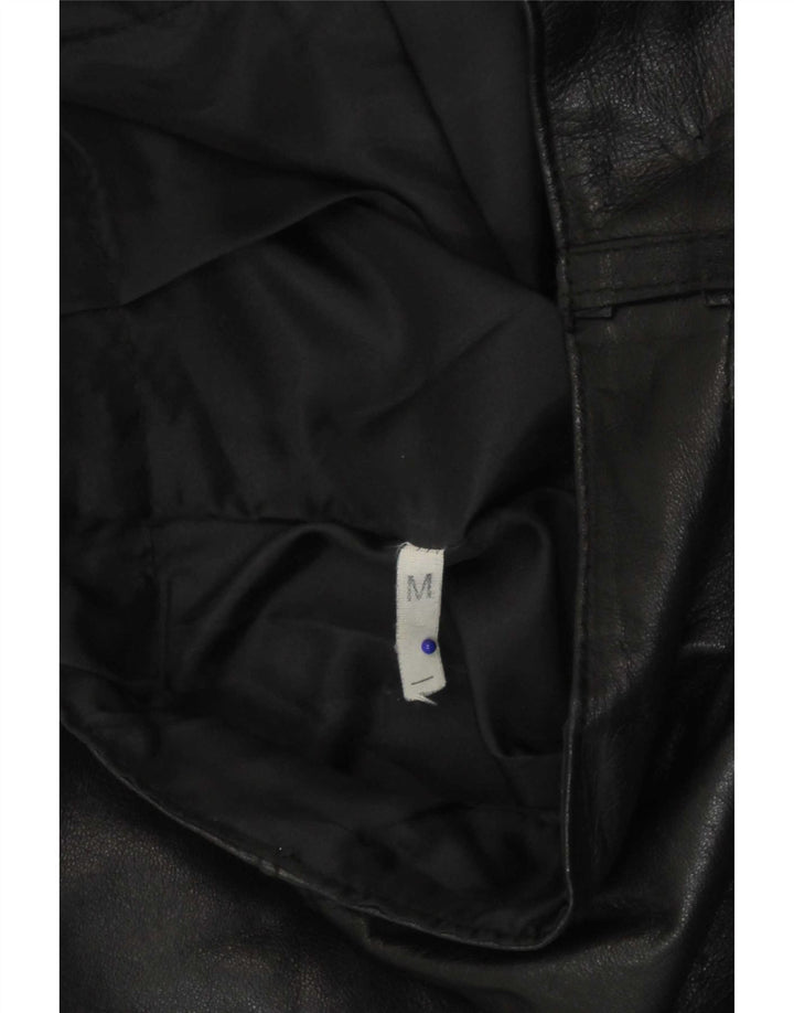 Mini gonna in pelle vintage da donna media W26 nera