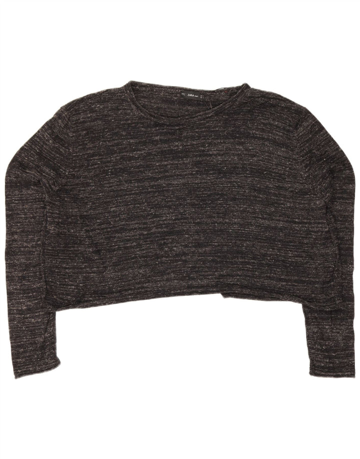 Top corto oversize da donna Zara a maniche lunghe UK 14 Grigio medio chiazzato