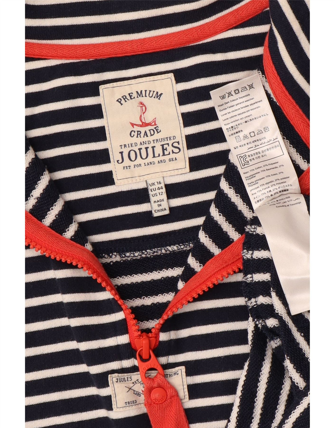 JOULES Felpa oversize da donna Maglione UK 16 Large Blu Navy a righe