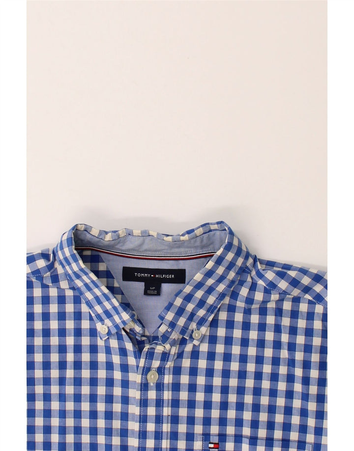 TOMMY HILFIGER Mens Shirt Small Blue Gingham Cotton Vintage Tommy Hilfiger and Second-Hand Tommy Hilfiger from Messina Hembry 