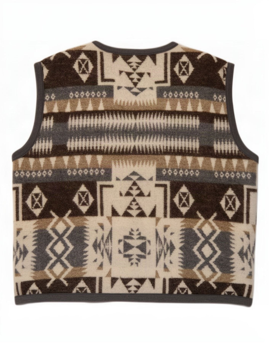 Gilet vintage da uomo 2XL in lana geometrica marrone