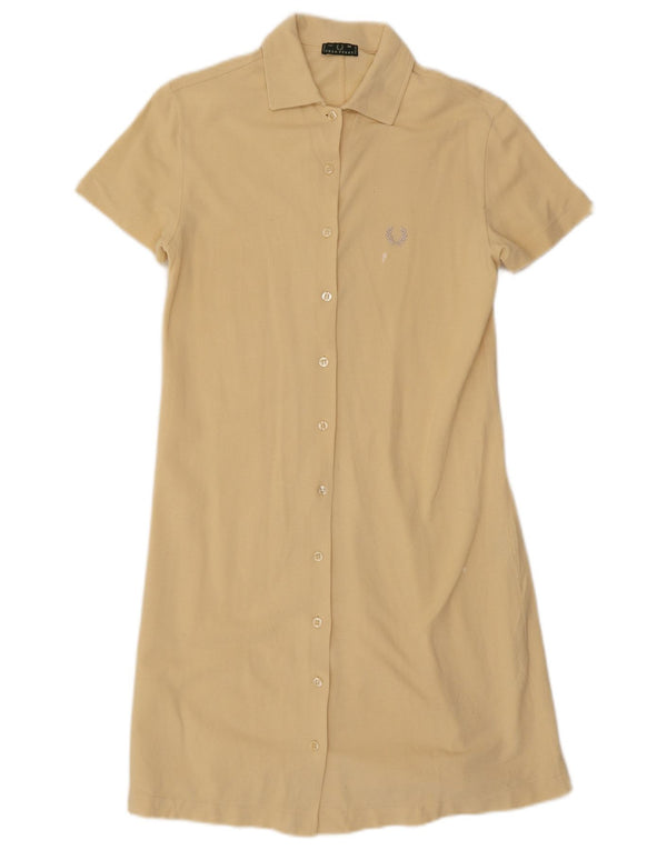 Abito chemisier a maniche corte da donna Fred Perry UK 12 Cotone beige medio