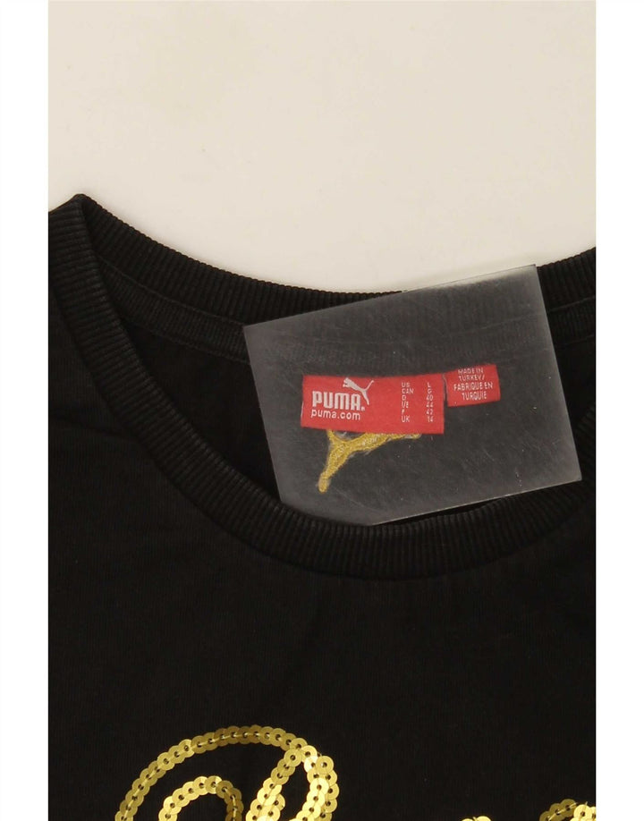 T-shirt grafica da donna Puma UK 14 grande nera