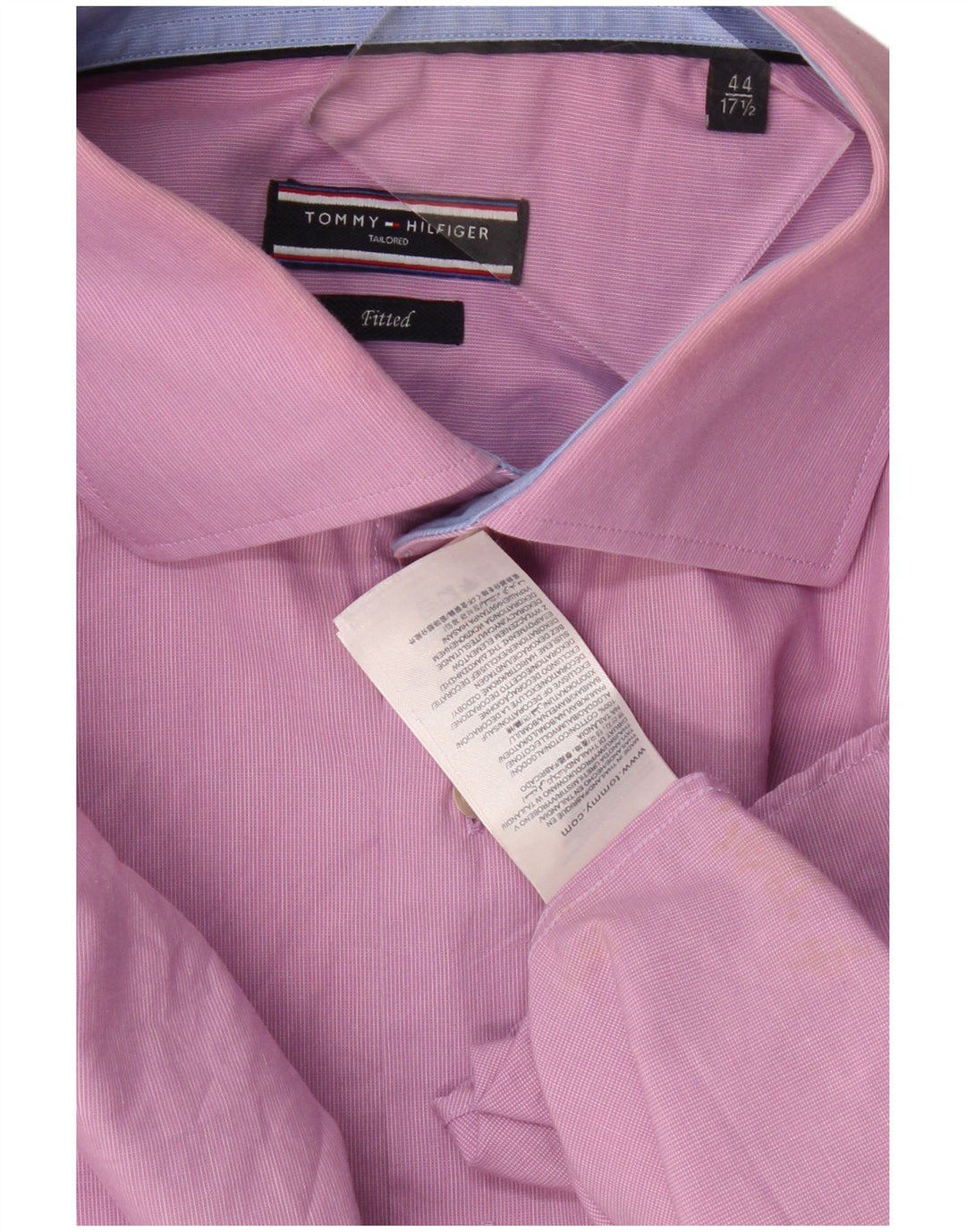 Camicia sartoriale da uomo Tommy Hilfiger taglia 44 17 1//2 XL gessato rosa