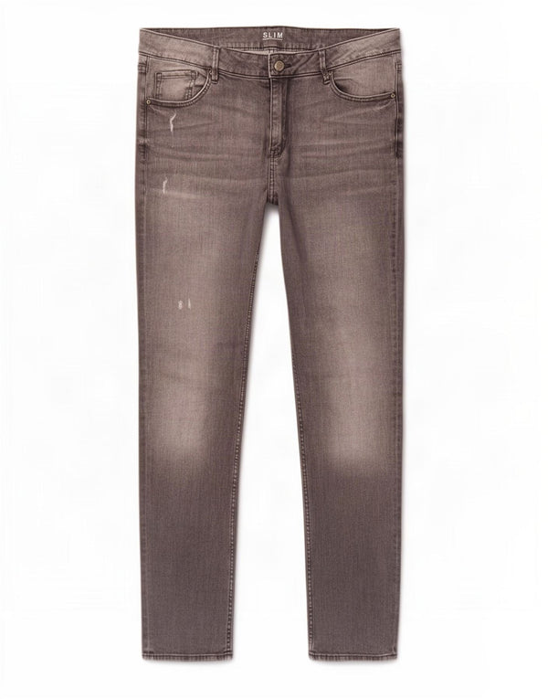 Jeans slim invecchiati da donna Marks & Spencer UK 16 Large W32 L30 Grigio